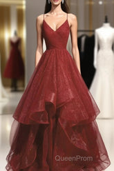 Beautiful Wine Red Velvet Straps V-Neckline Party Dresses Evening Prom Dresses, Long Evening Dresses
