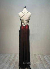 Black and Red Straps Long Simple Party Dresses, Black and Red Evening Prom Dresses