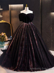 Black Ball Gown Off the Shoulder Prom Dress