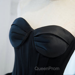 Black Ball Gown Sweetheart Satin and Tulle Evening Gown, Black Party Dresses