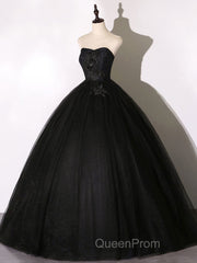 Black Long Evening Prom Dresses, Black Lace Formal Evening Dresses