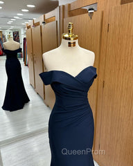Black Off-the-shoulder Sweetheart Sleeveless Long Mermaid Evening Prom Dresses