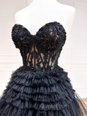 Black Red Purple Lace Evening Prom Dresses, Black Red Purple Lace Evening Dresses