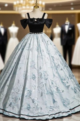 Black Satin Bow Straps Quinceanera Dresses