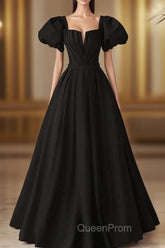 Black Satin Long Party Dresses Evening Prom Dresses A-line Black Evening Dresses Evening Prom Dresses shops