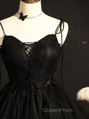 Black Straps Tulle Short Homecoming Dresses Evening Prom Dresses, Little Black Party Dresses