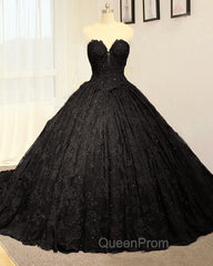 Black Sweetheart Lace Wedding Dresses Ball Gown