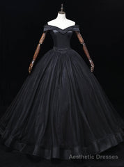 Black Tulle Off the Shoulder Beading Quinceanera Dress
