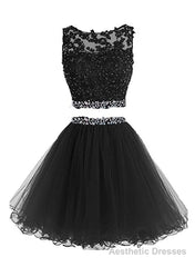 Black Two Piece Tulle Homecoming Dress, Lovely Party Dress