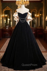 Black Velvet Strapless Evening Prom Dresses