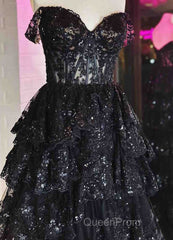 Light Blue Corset Lace Tiered Tulle Long Formal Dresses