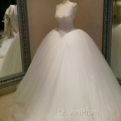 Bling Bling Beading V Neck Organza Ball Gowns Wedding Dresses