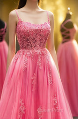 A-Line Lace Backless Evening Prom Dresses, Long Formal Graduation Dresses