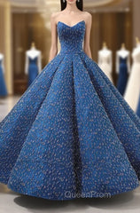 Blue Ball Gown Sweetheart Sequins Wedding Dresses With Beading