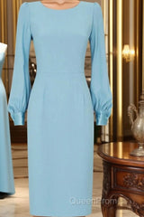 Blue Long Sleeve Short Homecoming Dresses