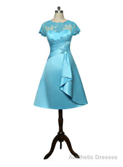 Blue Mother Of The Bride Dresses A-line Cap Sleeves Appliques