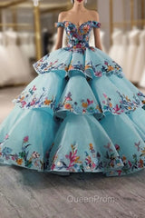 Blue Off the Shoulder Colorful Sequins Evening Prom Dresses