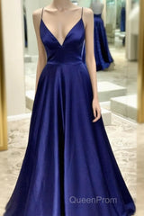 Blue Evening Prom Dresses Low Cut , Formal Dresses, Evening Dresses, Dance Dresses, Graduation Party Dresses