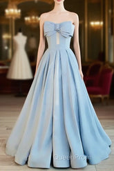 Blue Satin Long A-line Party Dresses Evening Prom Dresses Blue Floor Length Evening Dresses Evening Prom Dresses shops