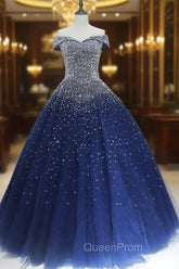 Blue Sequins Ball Gown Off Shoulder Party Dresses Blue Sweet 16 Gown Evening Prom Dresses shops