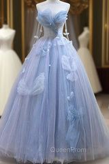 Blue Tulle Off the Shoulder Butterfly Evening Prom Dresses