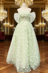 Boho A-Line Sweetheart Green Floor-Length Quinceanera Dresses With Petticoat