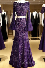 Boho Chic Mermaid Two Piece Lace Evening Prom Dresses