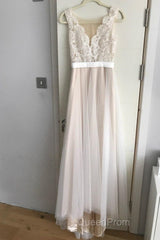 Boho Lace Appliques Tulle Long Wedding Dresses Beach