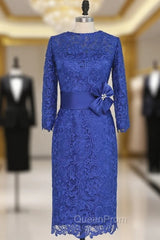 Brilliant Lace Mother Of The Bride Dresses Sheath Knee Length Royal Blue