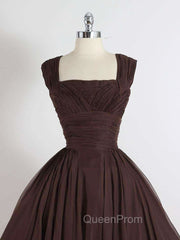 Brown A-Line Short Evening Prom Dresses, Brown Short Evening Dresses