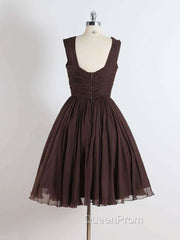 Brown A-Line Short Evening Prom Dresses, Brown Short Evening Dresses
