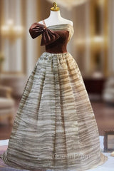 Brown Velvet One Straps Bow Evening Prom Dresses