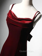 Burgundy Mermaid Long Evening Prom Dresses, Wine Red Long Mermaid Evening Dresses