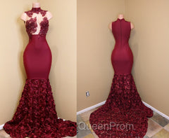 Burgundy mermaid Evening Prom Dresses, long evening gowns
