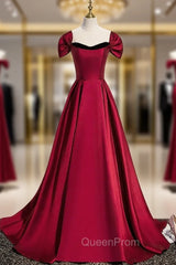 Burgundy Satin Strapless Evening Prom Dresses With Detachable Sleeve