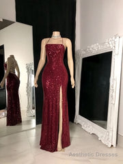 Burgundy sequin long prom dress, Special Occasion Dresses