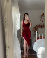 Burgundy Sheath Short Party Dress Simple Prom Dress