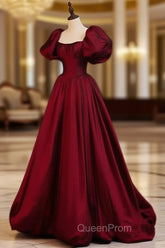 Burgundy Short Sleeves Floor Length Long Evening Dresses Ball Gown Evening Dresses Evening Prom Dresses shops