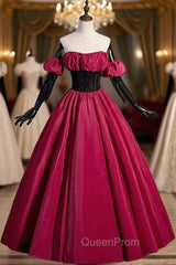 Burgundy Strapless Pleats Black Velvet Evening Prom Dresses