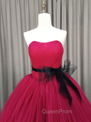 Burgundy Tulle Long Evening Prom Gown, Burgundy Tulle Sweet 16 Dresses