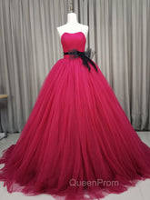 Burgundy Tulle Long Evening Prom Gown, Burgundy Tulle Sweet 16 Dresses