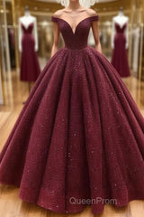 Burgundy tulle sequin long Evening Prom Dresses, burgundy long evening Dresses