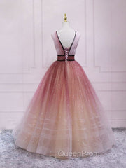 Burgundy V Neck Tulle Long Evening Prom Dresses Burgundy Long Evening Dresses