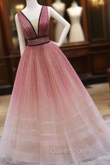Burgundy V Neck Tulle Long Evening Prom Dresses Burgundy Long Evening Dresses