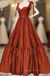 Burnt Orange Satin Ruffles Hem Dresses With Bow