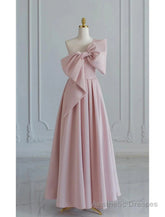 Buyishang Wedding Dresses A-Line One Shoulder Sleeveless Floor Length Taffeta Bridal Gowns With Bow(s)