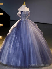 Buyishang Wedding Dresses Ball Gown Off Shoulder Short Sleeve Floor Length Organza Bridal Gowns With Beading