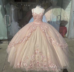 Baby Pink Quinceanera Dress, Elegant Prom Dresses, Long Evening Dress
