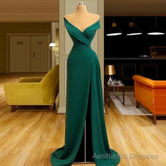 Dark Green Evening Dresses, Mermaid Long Fairy Prom Dresses