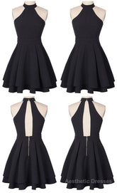 O Neck A Line Homecoming Dress, Sleeveless Chiffon Short Party Dress